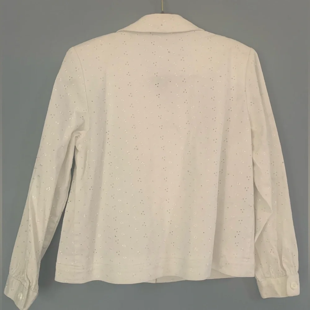 Drapers & Damon’s White Eyelet Jacket Size L Vintage Like New Shoulder Pads